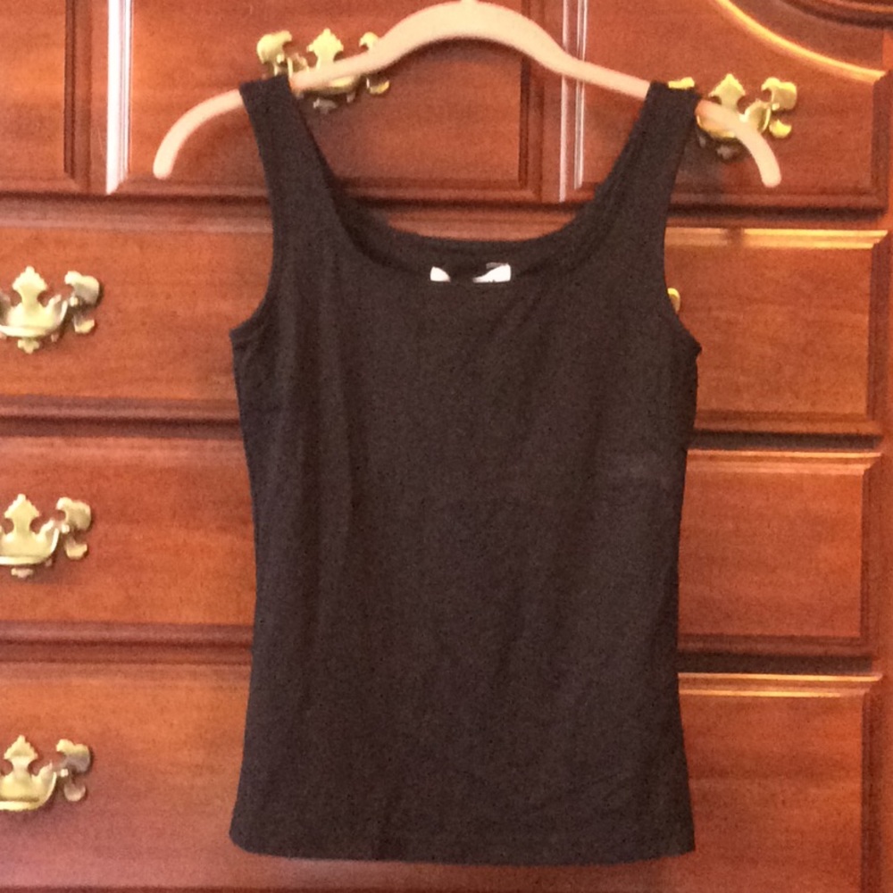 Thick Stretchy Black Tank Top with Shelf Bra EUC!